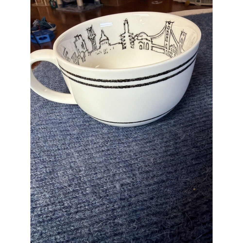 SF Mercantile San Francisco Skyline Soup Mug 24oz Ceramic Heart Detail Cup - Picture 3 of 4